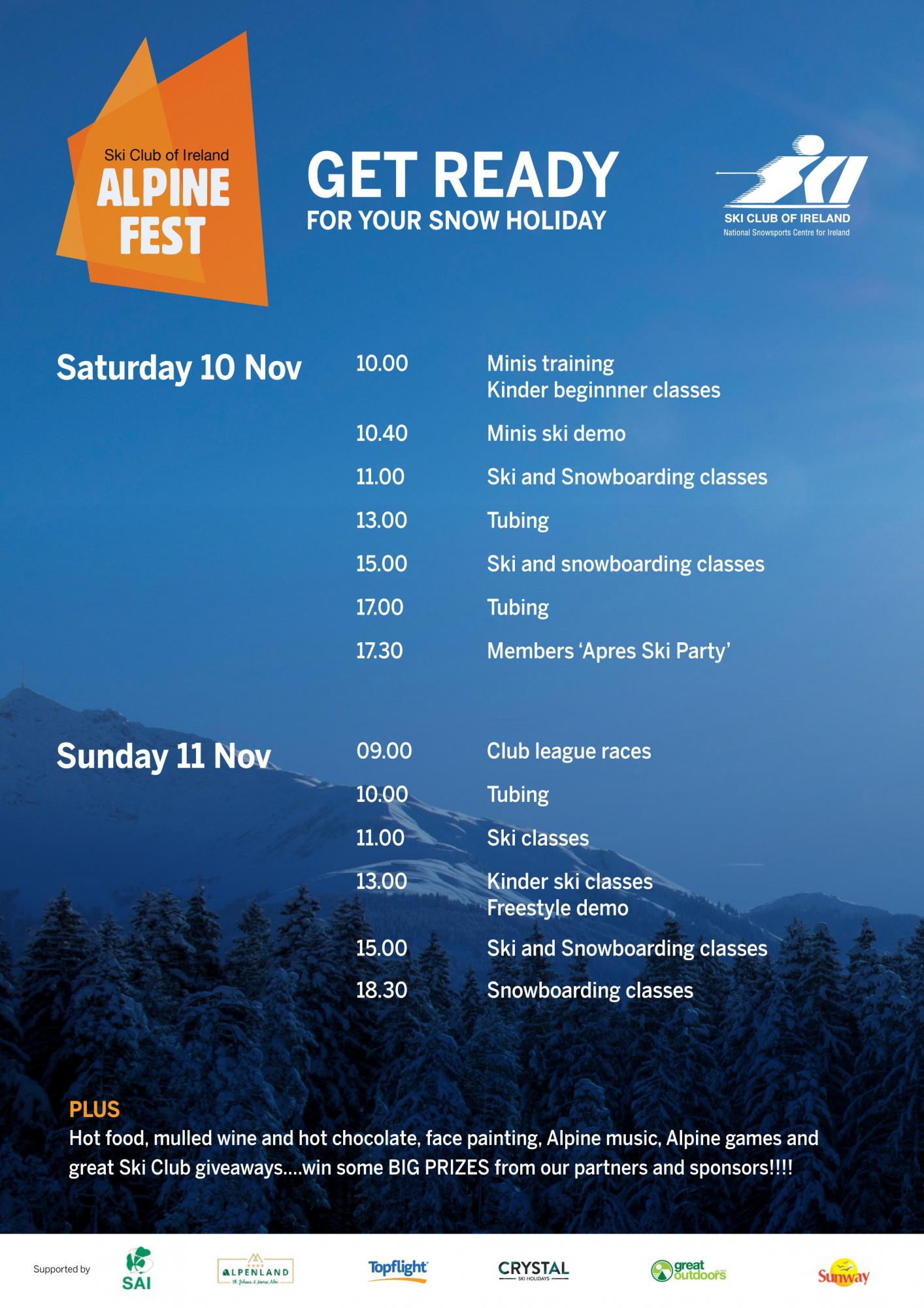 Schedule of activities at Alpine Fest